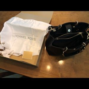 Black and Gold Cynthia Medium Michael Kors satchel